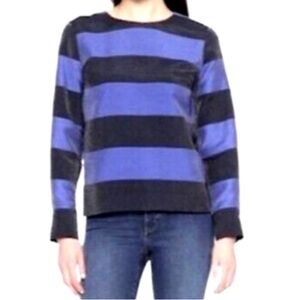 Banana Republic Blue and Black Boxy 3/4 Sleeve Tee